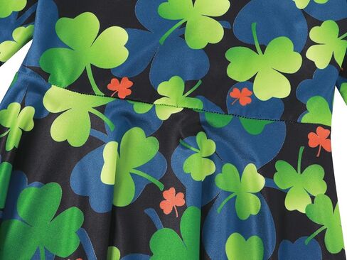 WonderBabe Girls St Patrick's Day Dress Outfit Long Sleeve Plaid Shamrock Casual Swing Midi Dresses Clothes in Kuwait