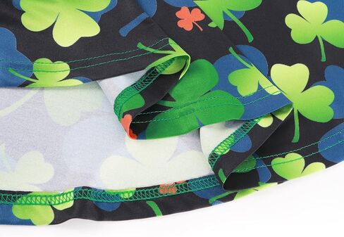 WonderBabe Girls St Patrick's Day Dress Outfit Long Sleeve Plaid Shamrock Casual Swing Midi Dresses Clothes in Kuwait