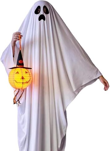 أزياء Flyouthe للهالوين للجنسين، زي شبح للجنسين، فستان تنكرية للهالوين، ملابس تنكرية للرأس، ملابس أداء مناسبة للأشخاص الذين يبلغ ارتفاعهم حوالي 130 سم إلى 180 سم (بدون فانوس اليقطين) in Kuwait