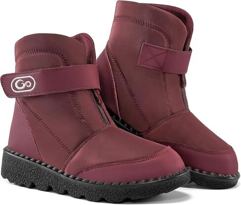 أحذية الثلوج النسائية الشتوية من Atoshopce: أحذية مريحة مبطنة بالفرو الدافئ للكاحل بسحاب وحلقة ربط مضادة للماء للنساء في الهواء الطلق in Kuwait