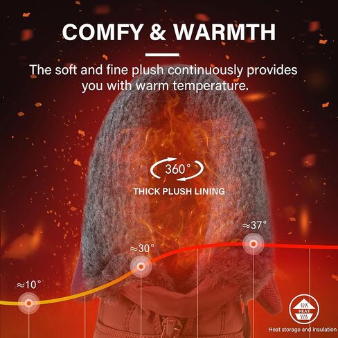 أحذية الثلوج النسائية الشتوية من Atoshopce: أحذية مريحة مبطنة بالفرو الدافئ للكاحل بسحاب وحلقة ربط مضادة للماء للنساء في الهواء الطلق in Kuwait