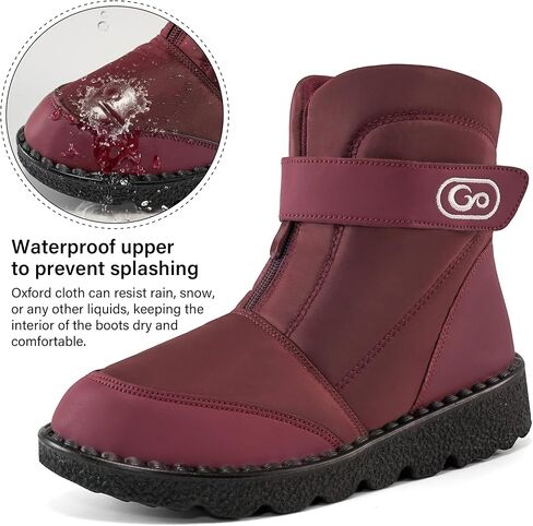 أحذية الثلوج النسائية الشتوية من Atoshopce: أحذية مريحة مبطنة بالفرو الدافئ للكاحل بسحاب وحلقة ربط مضادة للماء للنساء في الهواء الطلق in Kuwait