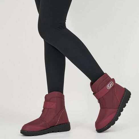 أحذية الثلوج النسائية الشتوية من Atoshopce: أحذية مريحة مبطنة بالفرو الدافئ للكاحل بسحاب وحلقة ربط مضادة للماء للنساء في الهواء الطلق in Kuwait