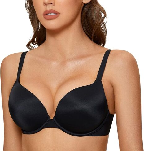 DOBREVA Women's Push Up Bra Plunge Full Coverage T Shirt Bras Comfortable Padded Underwire in Saudi Arabia