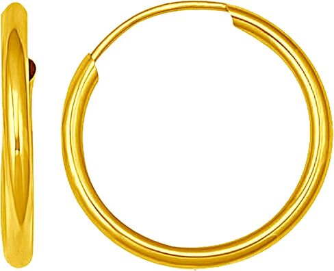 أقراط Galaxy Gold GG من الذهب الأصفر الخالص عيار 14 قيراط بحلقة لا نهاية لها بقياس 2 مم/سمك متوفرة بأقطار متعددة - in Kuwait