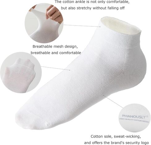 جوارب قطنية للسيدات للكاحل، جوارب كلاسيكية رقيقة وناعمة كاجوال خفيفة الوزن ومسامية ولا تسبب العرق in Kuwait