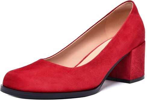 حذاء نسائي من FEMSTEP مصنوع من الجلد السويدي بمقدمة مربعة سهل الارتداء وكعب منخفض مكتنز لطيف مقاس 2.2 بوصة in Kuwait