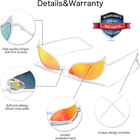 نظارات فانلينكر أنيمي دوفلامينجو قطعة واحدة جوكر كوسبلاي إكسسوارات النظارات الشمسية UV400 إطار معدني أبيض VL9663 in Kuwait