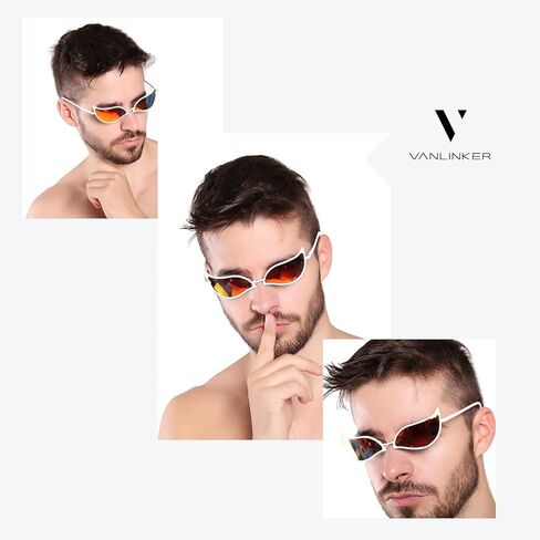 نظارات فانلينكر أنيمي دوفلامينجو قطعة واحدة جوكر كوسبلاي إكسسوارات النظارات الشمسية UV400 إطار معدني أبيض VL9663 in Kuwait