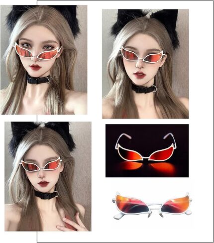 نظارات فانلينكر أنيمي دوفلامينجو قطعة واحدة جوكر كوسبلاي إكسسوارات النظارات الشمسية UV400 إطار معدني أبيض VL9663 in Kuwait