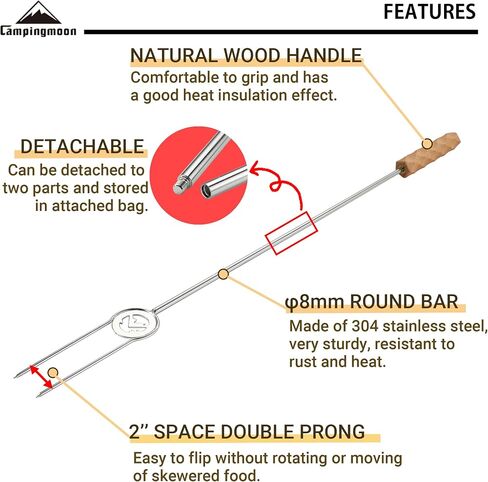 CAMPINGMOON Telescopic Barbecue Fork Marshmallow Sticks 4-Pack for Grilling BBQ 33-inch Length 304 Stainless Steel MK-4 in Saudi Arabia