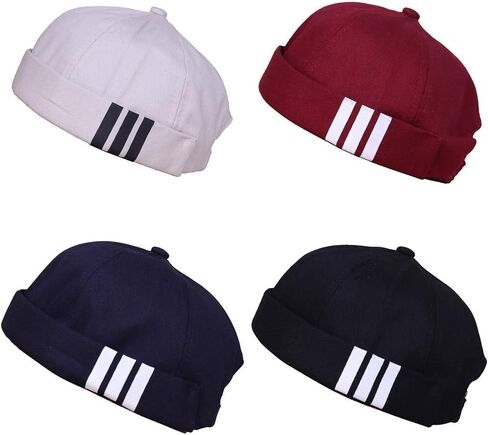 4UFIT Retro Brimless Stripe Brimless Adjustable Docker Hat Beanie Visorless Cap for Men & Women in Kuwait