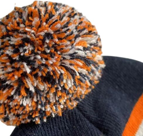 US Flag Chicago City Football Embroidery Classic Pom Cuff Chicago Beanie Hat Cuffed Winter Hat Knit Toque Skull Cap Navy Blue in Kuwait