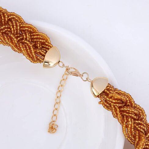 بيان خمر متعدد الطبقات البذور سلسلة من الخرز المختنق قلادة قلادة أقراط مجموعة الراتنج الخرز مريلة اليدوية للفتيات والنساء in Kuwait