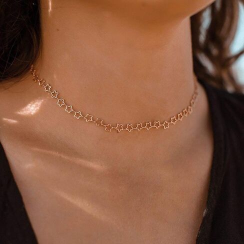 Pura Vida 14" Silver or Rose Gold Seeing Stars Choker Necklace - Brand Charm, 3" Extender in Saudi Arabia