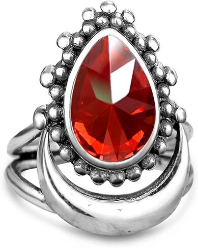 5A Brilliant Cubic Zirconia Crescent Moon Ring for Women Girls,S925 Sterling Silver Waterdrop Pyramid Shaped CZ Gem Boho Statement Ring Jewelry Gift for Her,Wedding Engagement Ring for Women in Kuwait