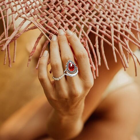 5A Brilliant Cubic Zirconia Crescent Moon Ring for Women Girls,S925 Sterling Silver Waterdrop Pyramid Shaped CZ Gem Boho Statement Ring Jewelry Gift for Her,Wedding Engagement Ring for Women in Kuwait