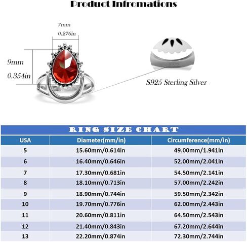 5A Brilliant Cubic Zirconia Crescent Moon Ring for Women Girls,S925 Sterling Silver Waterdrop Pyramid Shaped CZ Gem Boho Statement Ring Jewelry Gift for Her,Wedding Engagement Ring for Women in Kuwait