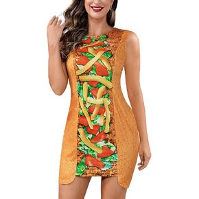 فستان Spadehill النسائي للهالوين تاكو أزياء الطعام المرحة للحفلات in Kuwait