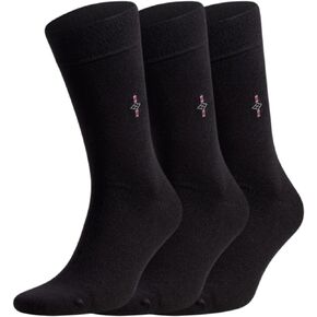 AWS/American Made Black Bamboo Dress Socks for Men with Reinforced Seamless Toe 3 Pairs
