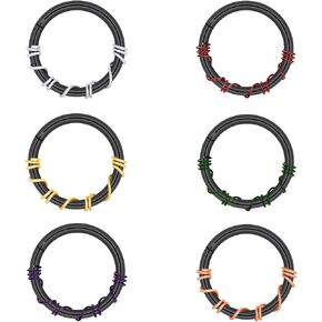Qmcandy 6pcs Stainless Steel Wire Wrapped Septum Clicker 16g Nose Piercing Jewelry Helix Daith Piercing