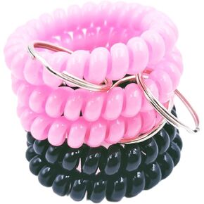 Multicolor Plastic Stretchable Wristband Keychain Spring Spiral Wrist Coil Band Bracelet Key Holder Key Chain