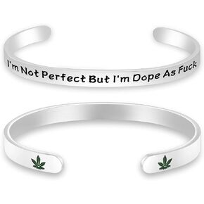 Weed Leaf Weed Charm Keychain 420 Gift I'm Not Perfect But I'm Dope As Fuck Weed Jewelry for Woman Man