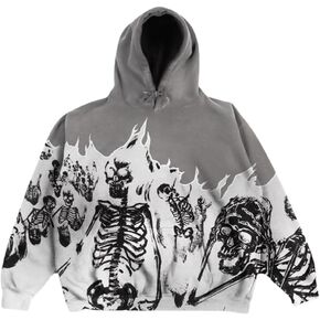 Y2k Graphic Hoodies Zip Up Mens Womens Fashion Long Sleeve Bone Prints Hiphop Hooded Sweatshirts