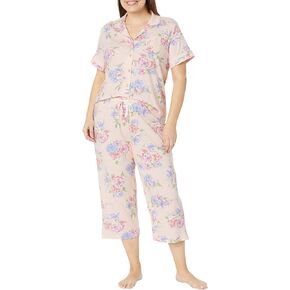 Karen Neuburger womens Plus Size Island Breeze Short Sleeve Girlfriend Capris Pj Set