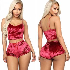 بلينديري قميص نسائي مخملي مكون من قطعتين سترة ملابس نوم شورت طويل بيجامة مجموعة ملابس داخلية عصرية مجموعات قصيرة in Kuwait