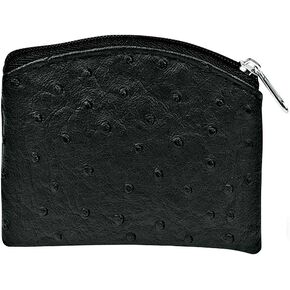 Hirten Black Ostrich Skin Pattern Rosary Case with Anti-tarnish Lining (1671-01)