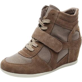 Women's Wedge Casual Hook Loop Fabric Suede Leather Fashion Sneakers