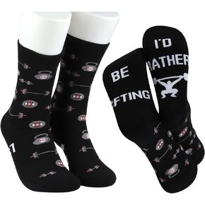 MBMSO Weightlifting Socks 2 Pairs I'd Rather be Lifting Socks Funny Weightlifting Gifts for Weight Lifters Gym Workout Gifts