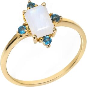 YoTreasure 1.57 ct. t.w. Moonstone & London Blue Topaz 10kt Yellow Gold Ring