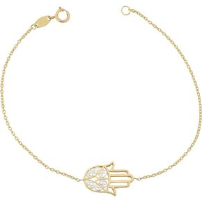 Kooljewelry 14k Two-tone Gold High Polish Filigree Hamsa Bracelet (7.25 inch)