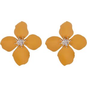 Nicole Miller New York Leaf Flower Crystal Stud Earrings