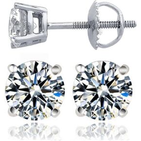 Venetia Spectacular 10 Hearts & 10 Arrows Cut Simulated Diamond Stud Earrings Screw Back 925 Silver 1 2 4 Carats