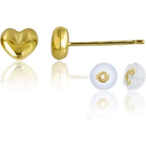 14K Yellow Solid Gold Pave Heart Stud Earrings With Push Backs | Heart Stud Earrings | Solid Gold Stud Earrings for Women and Girls