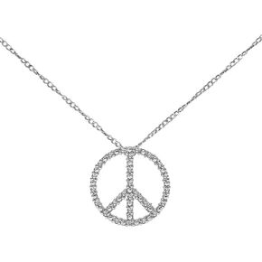 Keepsake Diamond Peace Sign Necklace for Women in 925 Sterling Silver 1/10ct (I-J, I3), 18 inch