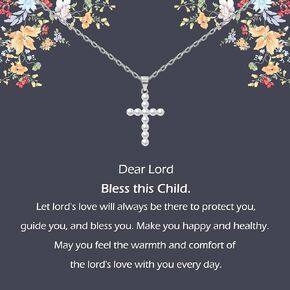 فتاة هدية المعمودية الأولى، قلادة من الفضة الاسترليني المتقاطعة من اللؤلؤ للنساء، هدايا المناولة الأولى، المعمودية المسيحية، هدية LDS، هدايا تأكيد للفتيات المراهقات، هدايا عيد الفصح للابنة الروحية in Kuwait