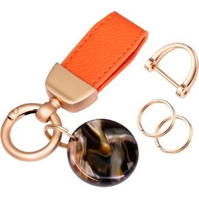 Leather Keychain for Car Keys, Fashion Key Chain Key Ring for Women, Universal Key Fob Holder with Resin Pendant