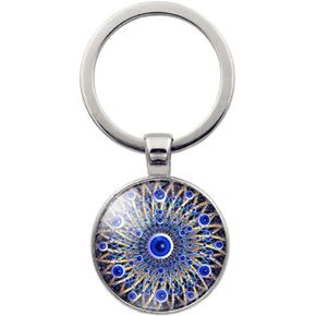 vmcoatdu Evil Eye Key Chain Eye of Turkey Keyring Gift Men Women Keychain Stainless Steel and Inlaid Glass Materials