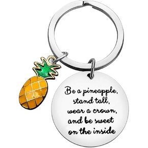 Pineapple Keychain Pineapple Gift Jewelry Birthday Gift for Girls Women Be a Pineapple Key Chain Gift for Her Encouragement Jewelry Gifts for Daughter Granddaughter Sister Bestfriend Motivational Gift