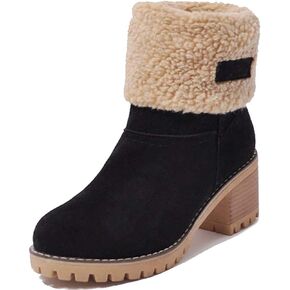 SO SIMPOK Women's Slip On Warm Ankle Boots Block Heel Winter Boots