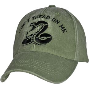 Don't Tread on Me Snake OD Green Adjustable Baseball Cap