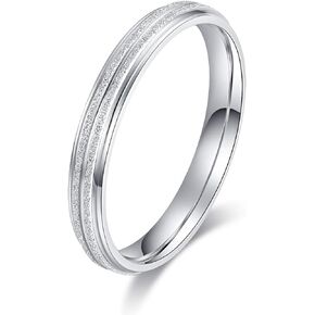 THELANDA Unisex Comfort Fit Sterling Silver 3mm Sandblasted Finish Ring Grooved Wedding Band