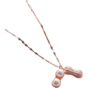Personality Pearl Rhinestone Peanut Pendant Necklace for Women Girls Creative Fashion Valentine'S Day Birthday Jewelry Gifts