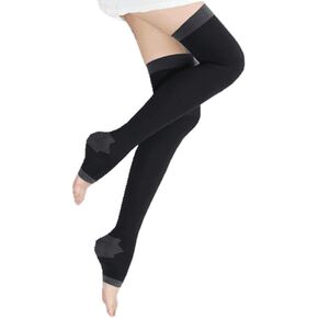 Teeoff Women's Open Toe Compression Socks Thigh High 1 Pair Toeless Sleep Compression Stockings Sleep