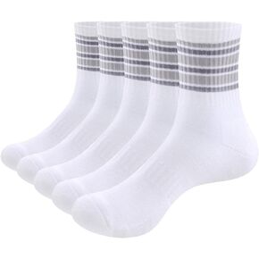 Womens Rainbow Striped Cushioned Crew Socks Moisture Wicking Cotton Running Training Athletic Socks for Women