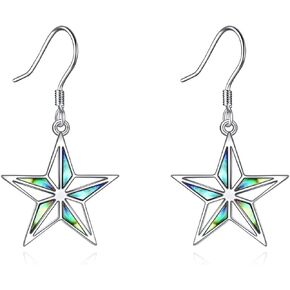 AXELUNA Star Pentagram Earrings Sterling Silver Celtic Earrings with Abalone Moonstone Jewelry Gifts for Women Girls
